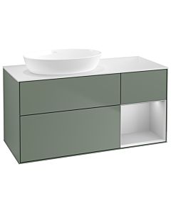 Villeroy und Boch Finion Waschtischunterschrank GA51GJGM 120cm, Abdeckplatte white matt, Emotion, Regale Light grey matt lacquer, Olive Matt Lacquer