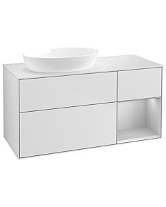 Villeroy und Boch Finion Waschtischunterschrank GA51GJMT 120cm, Abdeckplatte white matt, Emotion, Regale Light grey matt lacquer, White matt lacquer