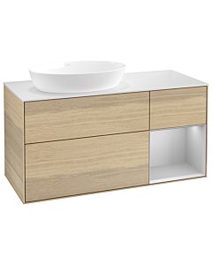 Villeroy und Boch Finion Waschtischunterschrank GA51GJPC 120cm, Abdeckplatte white matt, Emotion, Regale Light grey matt lacquer, Oak Veneer