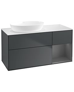 Villeroy und Boch Finion Villeroy und Boch GA51GKHG 120cm, plaque de recouvrement blanc mat, Emotion, étagères laqué anthracite mat, Midnight Blue Matt Lacquer