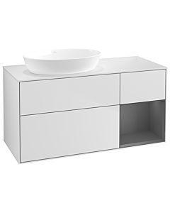 Villeroy und Boch Finion Waschtischunterschrank GA51GKMT 120cm, Abdeckplatte white matt, Emotion, Regale Anthracite matt lacquer, White matt lacquer