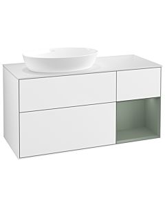 Villeroy und Boch Finion Villeroy und Boch Finion GA51GMGF 120cm, cover plate white matt, Emotion, shelves olive matt lacquer, glossy white lacquer