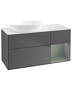 Villeroy und Boch Finion Waschtischunterschrank GA51GMGK 120cm, Abdeckplatte white matt, Emotion, Regale Olive matt lacquer, Anthracite matt