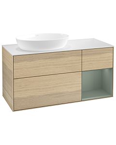 Villeroy und Boch Finion Villeroy und Boch Finion GA51GMPC 120cm, cover plate white matt, Emotion, shelves olive matt lacquer, Oak Veneer