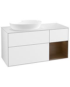 Villeroy und Boch Finion Villeroy und Boch Finion GA51GNGF 120cm, cover plate white matt, Emotion, shelves Walnut Veneer , glossy white lacquer