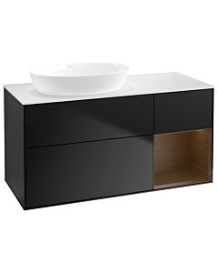 Villeroy und Boch Finion Villeroy und Boch Finion GA51GNPD 120cm, cover plate white matt, Emotion, shelves Walnut Veneer , black matt lacquer