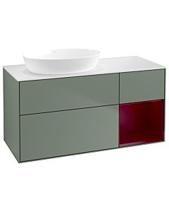 Villeroy und Boch Finion Waschtischunterschrank GA51HBGM 120cm, Abdeckplatte white matt, Emotion, Regale Peony matt lacquer, Olive Matt Lacquer