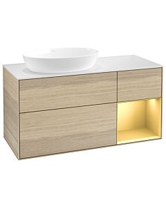 Villeroy und Boch Finion Villeroy und Boch Finion GA51HFPC 120cm, cover plate white matt, Emotion, shelves gold matt lacquer, Oak Veneer