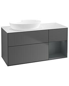 Villeroy und Boch Finion Waschtischunterschrank GA51HGGK 120cm, Abdeckplatte white matt, Emotion, Regale Midnight matt lacquer, Anthracite matt