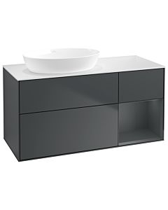 Villeroy und Boch Finion Villeroy und Boch GA51HGHG 120cm, plaque de recouvrement blanc mat, Emotion, étagères Midnight laqué mat, Midnight Blue Matt Lacquer