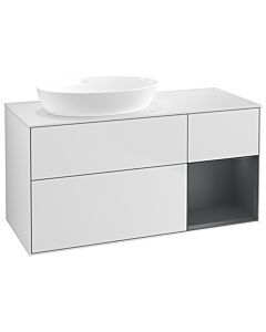 Villeroy und Boch Finion Waschtischunterschrank GA51HGMT 120cm, Abdeckplatte white matt, Emotion, Regale Midnight matt lacquer, White matt lacquer