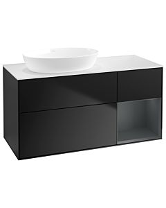 Villeroy und Boch Finion Waschtischunterschrank GA51HGPD 120cm, Abdeckplatte white matt, Emotion, Regale Midnight matt lacquer, Black matt lacquer