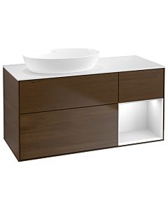 Villeroy und Boch Finion Waschtischunterschrank GA51MTGN 120cm, Abdeckplatte white matt, Emotion, Regale White matt lacquer, Walnut veneer