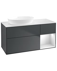 Villeroy und Boch Finion Villeroy und Boch GA51MTHG 120cm, plaque de recouvrement blanc mat, Emotion, étagères laqué blanc mat, Midnight Blue Matt Lacquer