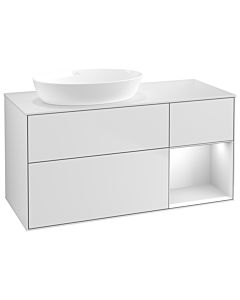 Villeroy und Boch Finion Villeroy und Boch GA51MTMT 120cm, plaque de recouvrement blanc mat, Emotion, étagères laqué blanc mat, laqué blanc mat