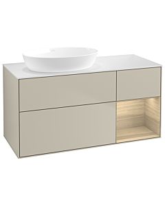 Villeroy und Boch Finion Villeroy und Boch GA51PCHH 120cm, plaque de recouvrement blanc mat, emotion, étagères Oak Veneer , Sand Matt Lacquer