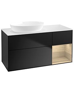 Villeroy und Boch Finion Waschtischunterschrank GA51PCPD 120cm, Abdeckplatte white matt, Emotion, Regale Oak Veneer, Black matt lacquer