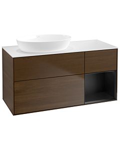 Villeroy und Boch Finion Villeroy und Boch Finion GA51PDGN 120cm, cover plate white matt, Emotion, shelves black matt lacquer, walnut veneer