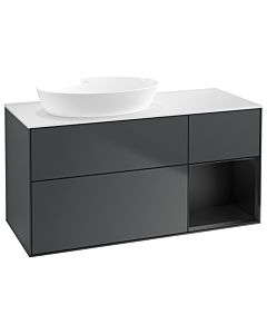 Villeroy und Boch Finion Waschtischunterschrank GA51PDHG 120cm, Abdeckplatte white matt, Emotion, Regale Black matt lacquer, Midnight Blue Matt Lacquer