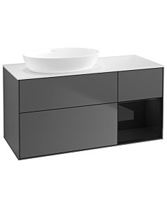 Villeroy und Boch Finion Villeroy und Boch Finion GA51PHGK 120cm, cover plate white matt, Emotion, shelves Glossy black lacquer, anthracite matt