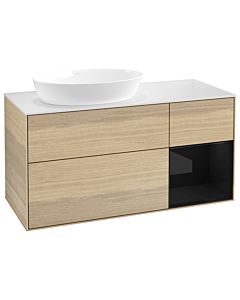 Villeroy und Boch Finion Waschtischunterschrank GA51PHPC 120cm, Abdeckplatte white matt, Emotion, Regale Glossy black lacquer, Oak Veneer