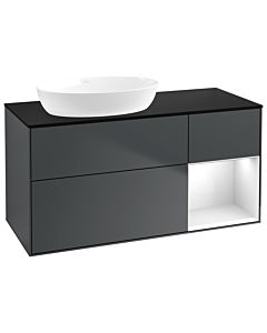 Villeroy und Boch Finion Villeroy und Boch GA52GFHG 120cm, plaque de recouvrement noir mat, Emotion, étagères Laque blanche brillante, Midnight Blue Matt Lacquer