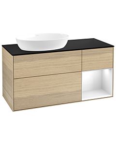 Villeroy und Boch Finion Villeroy und Boch Finion GA52GFPC 120cm, cover plate black matt, Emotion, shelves Glossy white lacquer, Oak Veneer