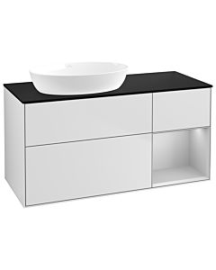 Villeroy und Boch Finion Waschtischunterschrank GA52GJMT 120cm, Abdeckplatte black matt, Emotion, Regale Light grey matt lacquer, White matt lacquer