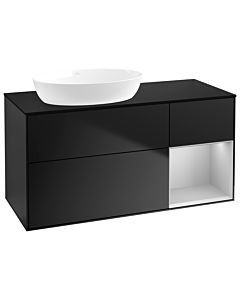 Villeroy und Boch Finion Villeroy und Boch GA52GJPD 120cm, plaque de recouvrement noir mat, Emotion, étagères Laque gris clair mat, Laque noire mate