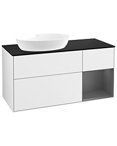 Villeroy und Boch Finion Villeroy und Boch Finion GA52GKGF 120cm, cover plate black matt, Emotion, shelves anthracite matt lacquer, glossy white lacquer