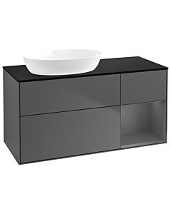 Villeroy und Boch Finion Waschtischunterschrank GA52GKGK 120cm, Abdeckplatte black matt, Emotion, Regale Anthracite matt lacquer, Anthracite matt