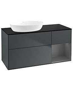 Villeroy und Boch Finion Waschtischunterschrank GA52GKHG 120cm, Abdeckplatte black matt, Emotion, Regale Anthracite matt lacquer, Midnight Blue Matt Lacquer