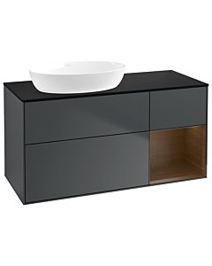 Villeroy und Boch Finion Villeroy und Boch Finion GA52GNHG 120cm, cover plate black matt, Emotion, shelves Walnut Veneer , Midnight Blue Matt Lacquer