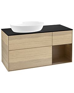 Villeroy und Boch Finion Villeroy und Boch GA52GNPC 120cm, plaque de recouvrement noir mat, emotion, étagères Walnut Veneer , Oak Veneer