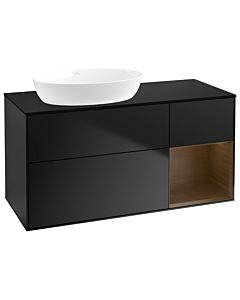 Villeroy und Boch Finion Villeroy und Boch Finion GA52GNPD 120cm, cover plate black matt, Emotion, shelves Walnut Veneer , black matt lacquer