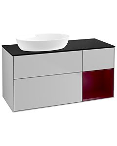 Villeroy und Boch Finion Waschtischunterschrank GA52HBGJ 120cm, Abdeckplatte black matt, Emotion, Regale Peony matt lacquer, Light grey matt