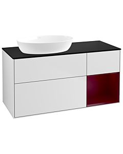 Villeroy und Boch Finion Waschtischunterschrank GA52HBMT 120cm, Abdeckplatte black matt, Emotion, Regale Peony matt lacquer, White matt lacquer