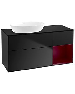 Villeroy und Boch Finion Waschtischunterschrank GA52HBPD 120cm, Abdeckplatte black matt, Emotion, Regale Peony matt lacquer, Black matt lacquer