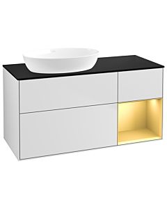 Villeroy und Boch Finion Waschtischunterschrank GA52HFMT 120cm, Abdeckplatte black matt, Emotion, Regale Gold matt lacquer, White matt lacquer