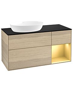Villeroy und Boch Finion Villeroy und Boch Finion GA52HFPC 120cm, cover plate black matt, Emotion, shelves gold matt lacquer, Oak Veneer