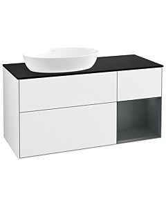Villeroy und Boch Finion Villeroy und Boch Finion GA52HGGF 120cm, cover plate black matt, Emotion, shelves Midnight matt lacquer, Glossy white lacquer