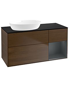 Villeroy und Boch Finion Villeroy und Boch Finion GA52HGGN 120cm, cover plate black matt, Emotion, shelves Midnight matt lacquer, walnut veneer