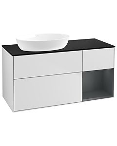 Villeroy und Boch Finion Waschtischunterschrank GA52HGMT 120cm, Abdeckplatte black matt, Emotion, Regale Midnight matt lacquer, White matt lacquer