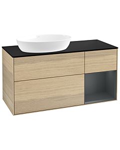 Villeroy und Boch Finion Villeroy und Boch Finion GA52HGPC 120cm, cover plate black matt, Emotion, shelves Midnight matt lacquer, Oak Veneer