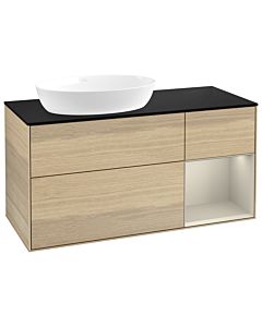 Villeroy und Boch Finion Waschtischunterschrank GA52HHPC 120cm, Abdeckplatte black matt, Emotion, Regale sand matt lacquer, Oak Veneer