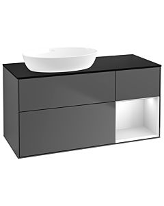 Villeroy und Boch Finion Waschtischunterschrank GA52MTGK 120cm, Abdeckplatte black matt, Emotion, Regale White matt lacquer, Anthracite matt