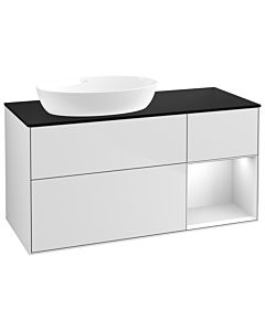 Villeroy und Boch Finion Waschtischunterschrank GA52MTMT 120cm, Abdeckplatte black matt, Emotion, Regale White matt lacquer, White matt lacquer