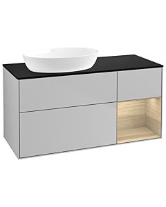 Villeroy und Boch Finion Villeroy und Boch GA52PCGJ 120cm, plaque de recouvrement noir mat, Emotion, étagères Oak Veneer , gris clair mat