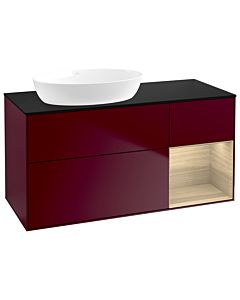 Villeroy und Boch Finion Villeroy und Boch GA52PCHB 120cm, plaque de recouvrement noir mat, emotion, étagères Oak Veneer , Peony Matt