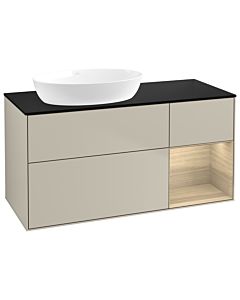 Villeroy und Boch Finion Villeroy und Boch GA52PCHH 120cm, plaque de recouvrement noir mat, emotion, étagères Oak Veneer , Sand Matt Lacquer